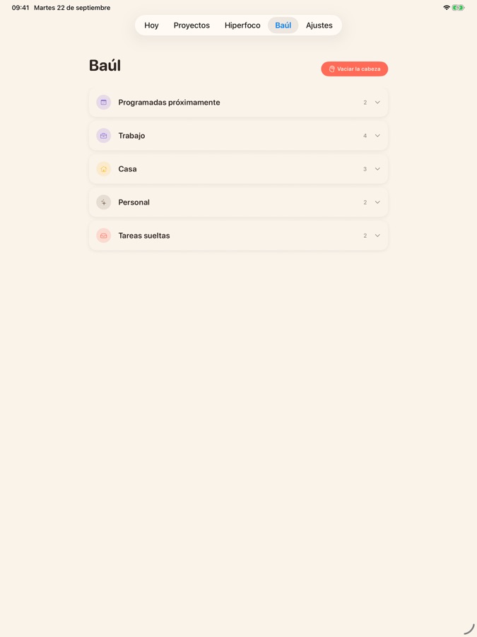 Baúl en iPad