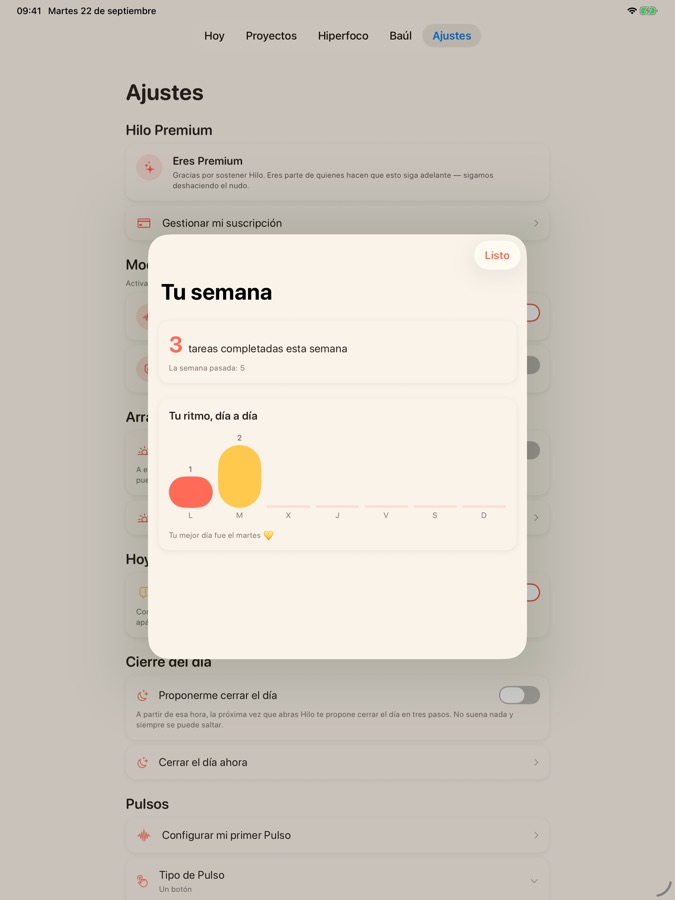 Estadísticas en iPad